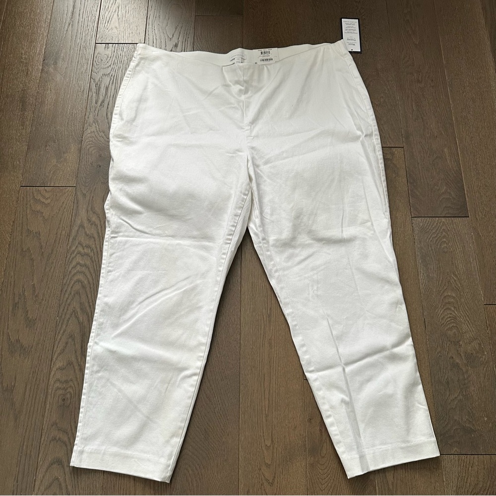 NWT Charter Club Core Twill Crop Pants in White Size 24W
